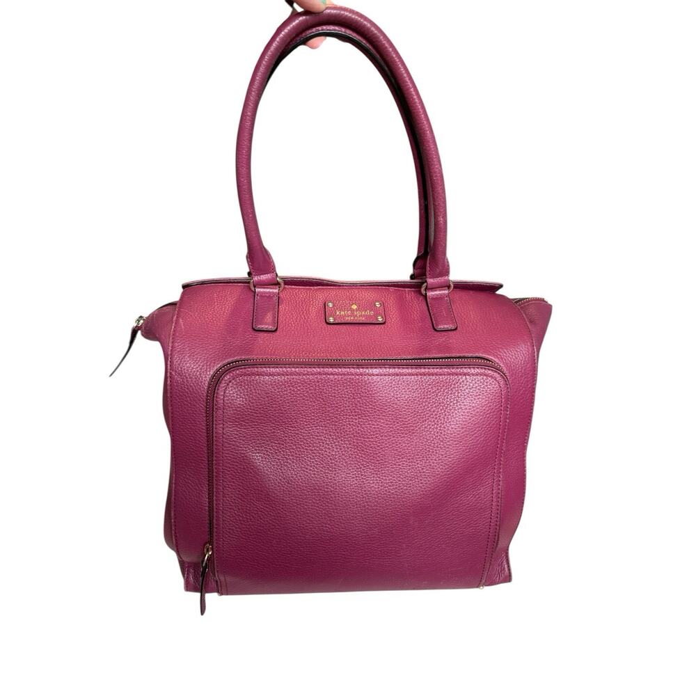 Kate Spade New York Baxter Street Fernrose Leather Shoulder bag Tote Bag Plum Lg - Picture 1 of 16